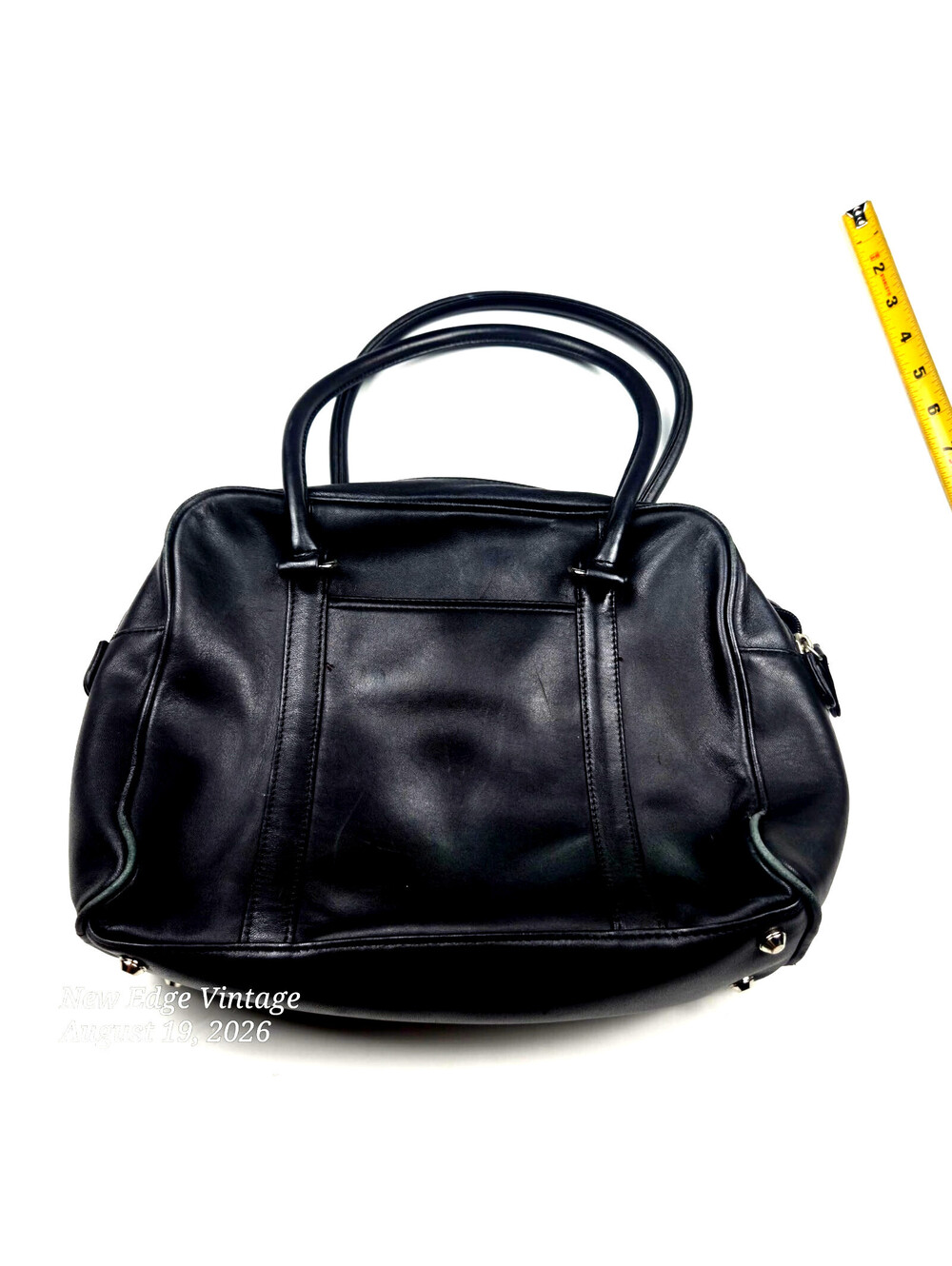 Talbots Black Genuine Leather Satchel Handbag Double Handle Purse Vintage